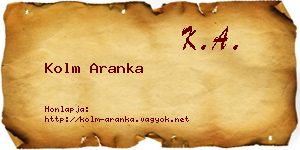 Kolm Aranka névjegykártya